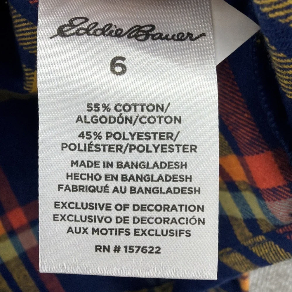 Eddie Bauer Kids Size 6 Tan Faux Sherpa Lined Vest‎ Blue Plaid Flannel Shirt Set